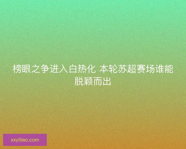 榜眼之争进入白热化 本轮苏超赛场谁能脱颖而出